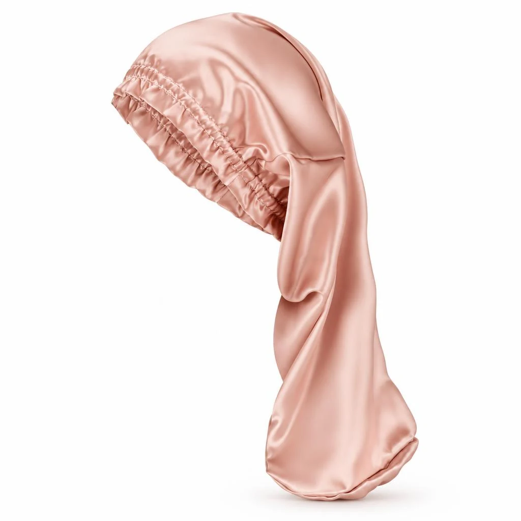 Gorro de Seda para Pelo Largo y Rizado - Rosa Pétalo