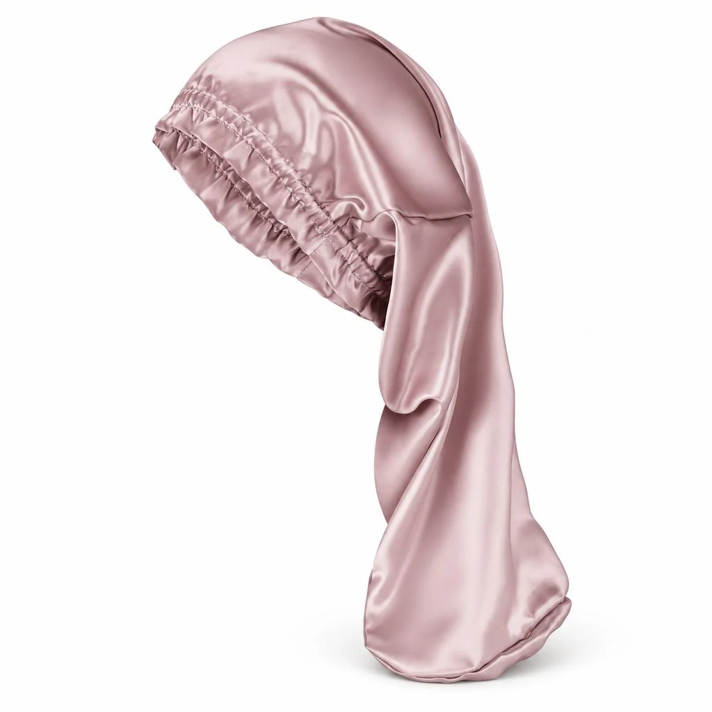 Gorro de Seda para Pelo Largo y Rizado - Rosa Empolvado