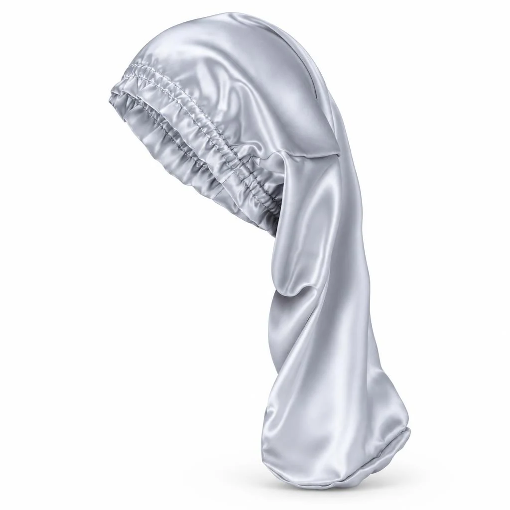 Gorro de Seda para Pelo Largo y Rizado - Gris Plata